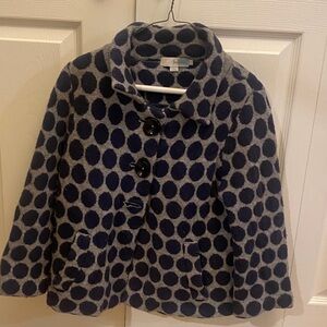 Boden Navy and Gray Polka Dot Pea Coat